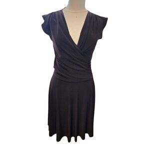 Soprano Women's Knee Length Faux Wrap Sash Dress - Size M   Brown